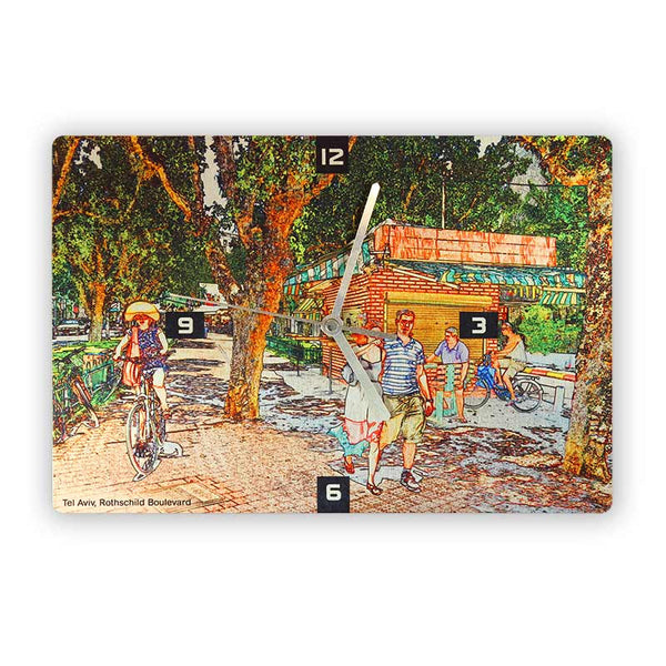 Rothschild Boulevard Wall Clock - 1 - Ofek Wertman tel aviv souvenirs Gift shop