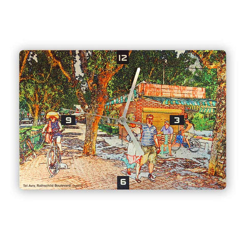 Rothschild Boulevard Wall Clock - 1 - Ofek Wertman tel aviv souvenirs Gift shop