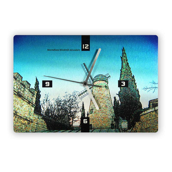 Wooden Wall Clock - Montefiore Windmill - Jerusalem - Ofek Wertman tel aviv souvenirs Gift shop