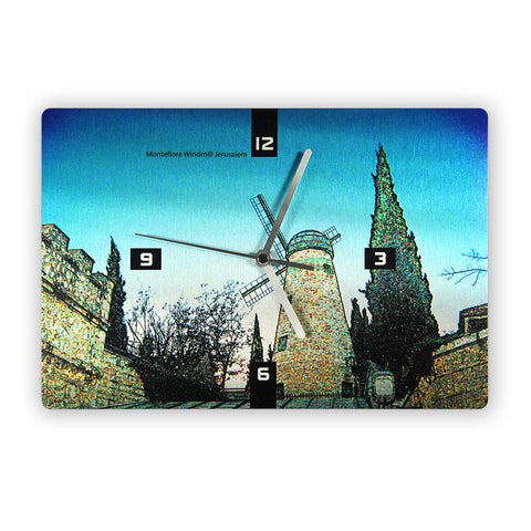 Wooden Wall Clock - Montefiore Windmill - Jerusalem - Ofek Wertman tel aviv souvenirs Gift shop
