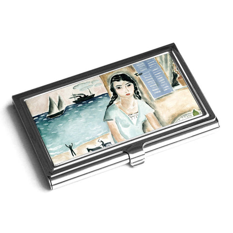 Business card Holder - Girl on a Blacony - by Reuven Rubin - Ofek Wertman tel aviv souvenirs Gift shop