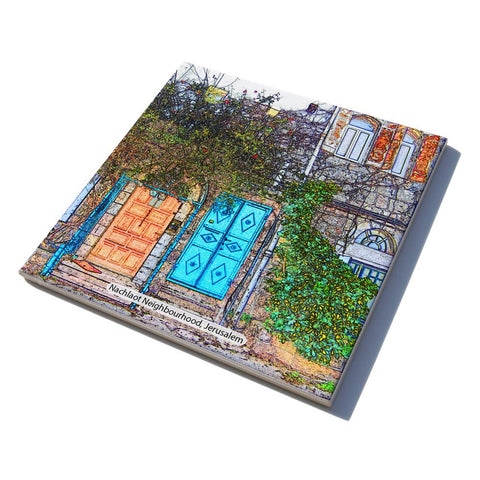 Ceramic Trivet - Nahlaot neighborhood (NACHLAOT) Jerusalem 5 - Ofek Wertman tel aviv souvenirs Gift shop
