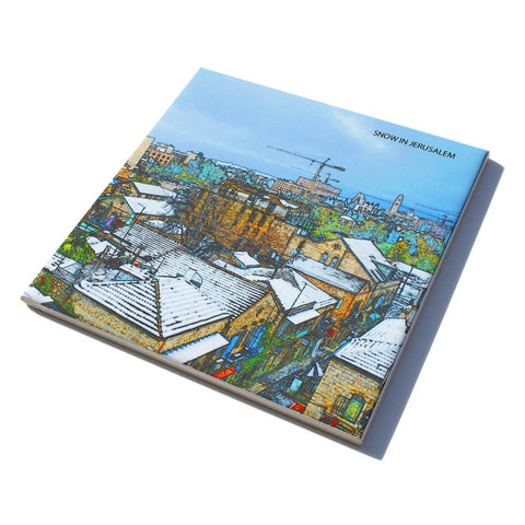 Ceramic Trivet - Snow in Jerusalem - Ofek Wertman tel aviv souvenirs Gift shop