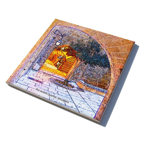 Ceramic Trivet - Jewish Quarter (Jerusalem) 2 - Ofek Wertman tel aviv souvenirs Gift shop