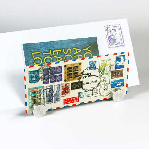 Letter / Napkin / Post Holder - Israeli Old Stamps - Ofek Wertman tel aviv souvenirs Gift shop