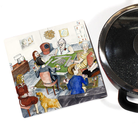 Martin Holt Mah Jong Wooden Trivet