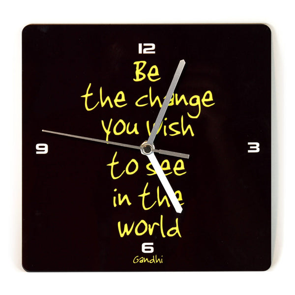 Wooden Wall Clock - Be the change you wish to see in the world - Ofek Wertman tel aviv souvenirs Gift shop