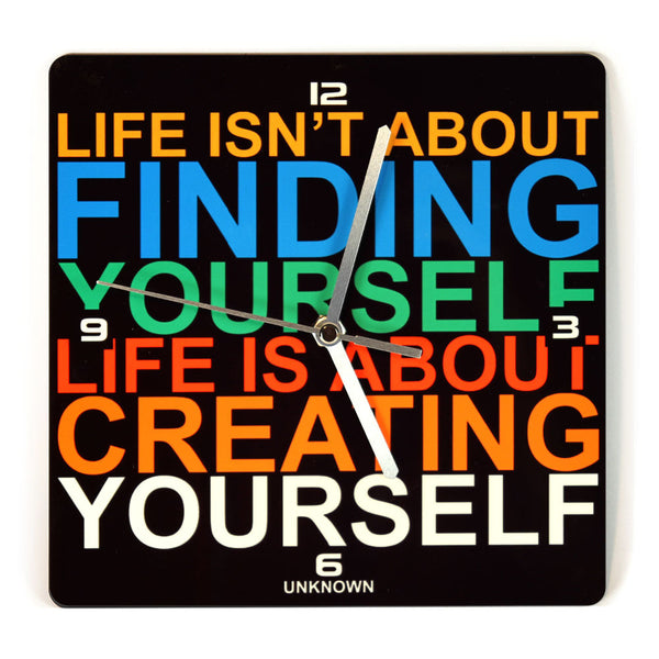 Wooden Wall Clock - Life Is Not About Finding Yourself - Ofek Wertman tel aviv souvenirs Gift shop
