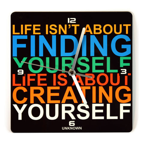 Wooden Wall Clock - Life Is Not About Finding Yourself - Ofek Wertman tel aviv souvenirs Gift shop