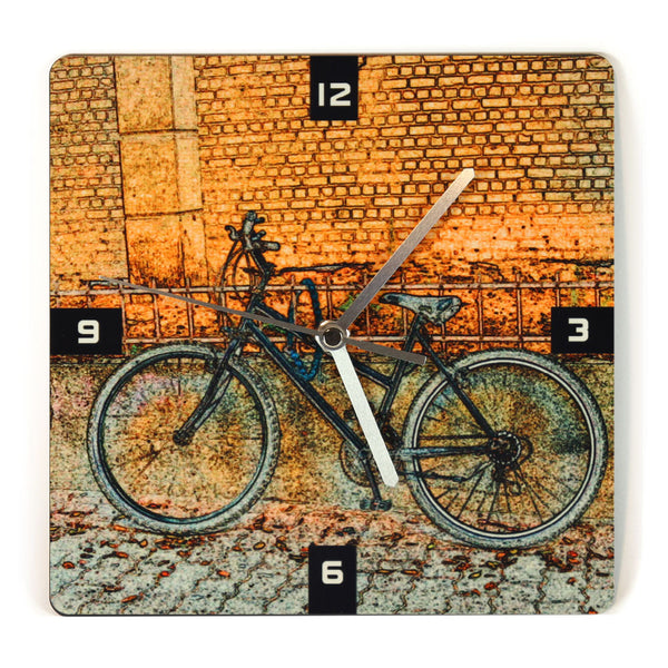 Wooden Wall Clock - bicycle in melchett street tel aviv - Ofek Wertman tel aviv souvenirs Gift shop