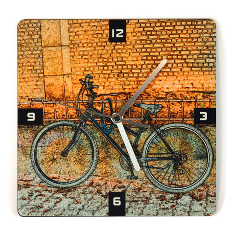 Wooden Wall Clock - bicycle in melchett street tel aviv - Ofek Wertman tel aviv souvenirs Gift shop