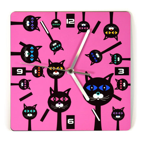 Wooden Wall Clock - Cats - Ofek Wertman tel aviv souvenirs Gift shop