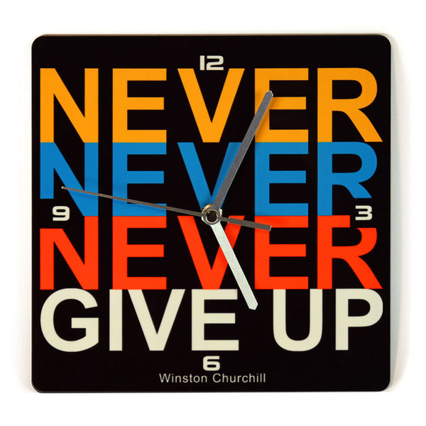 Wooden Wall Clock - Never Give Up - Ofek Wertman tel aviv souvenirs Gift shop