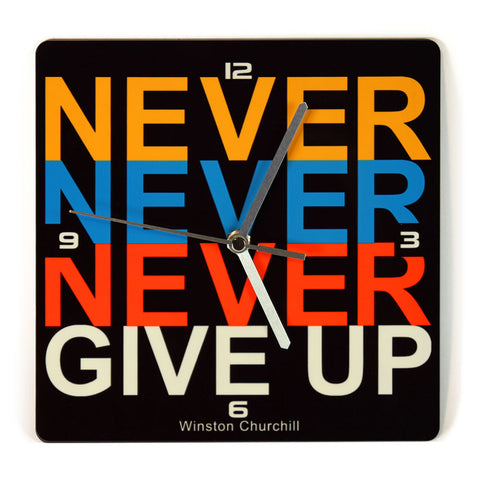 Wooden Wall Clock - Never Give Up - Ofek Wertman tel aviv souvenirs Gift shop