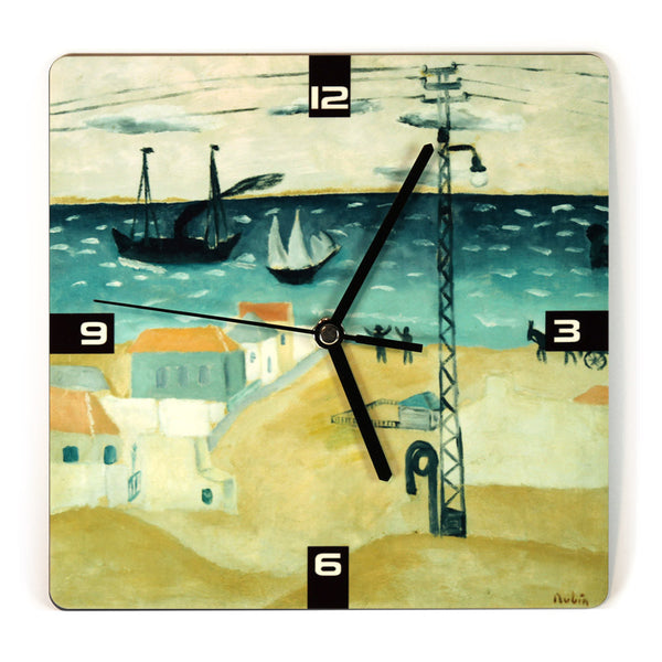 Wooden Wall Clock - Yona Hanavi Street Tel Aviv - by Reuven Rubin - Ofek Wertman tel aviv souvenirs Gift shop