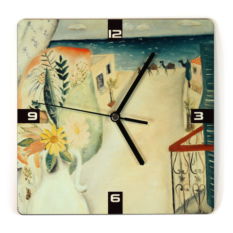 Wooden Wall Clock - View from my Window - by Reuven Rubin - Ofek Wertman tel aviv souvenirs Gift shop