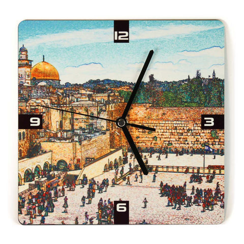 Wooden Wall Clock - Jerusalem Kotel 2 - Ofek Wertman tel aviv souvenirs Gift shop