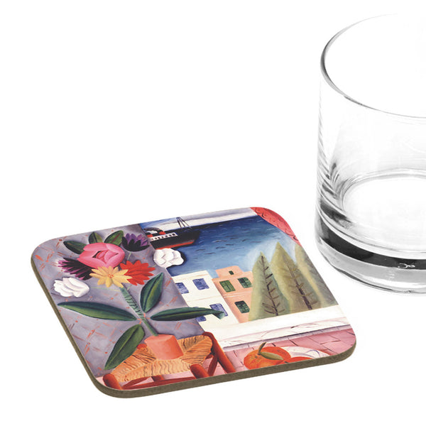Coaster - Still Life with Paper Flower - by Reuven Rubin - Ofek Wertman tel aviv souvenirs Gift shop