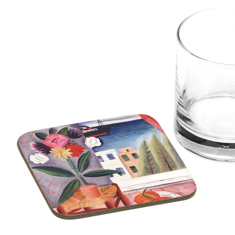 Coaster - Still Life with Paper Flower - by Reuven Rubin - Ofek Wertman tel aviv souvenirs Gift shop