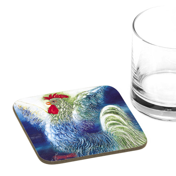 Coaster - Blue Rooster - by Reuven Rubin - Ofek Wertman tel aviv souvenirs Gift shop