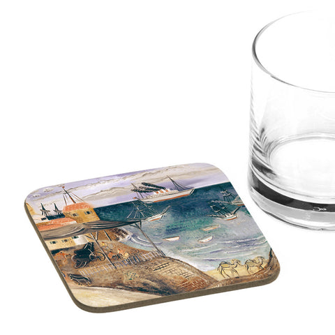 Coaster - Old Jaffa Port - by Reuven Rubin - Ofek Wertman tel aviv souvenirs Gift shop