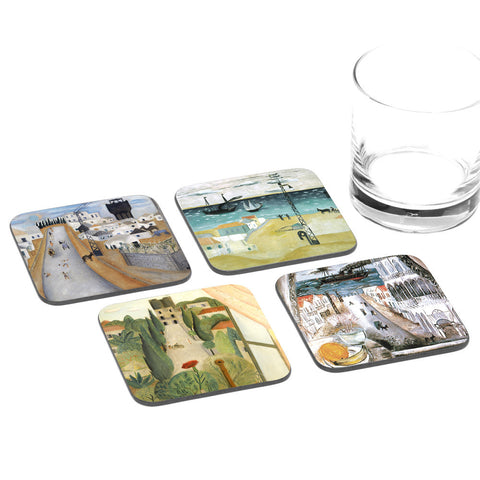 Reuven Rubin Tel Aviv Coasters - Set of 4 Coasters - Ofek Wertman tel aviv souvenirs Gift shop