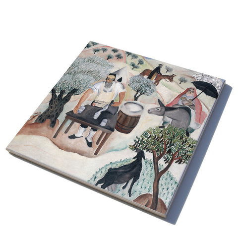 Ceramic Trivet - The Road to Meron - by Reuven Rubin - Ofek Wertman tel aviv souvenirs Gift shop