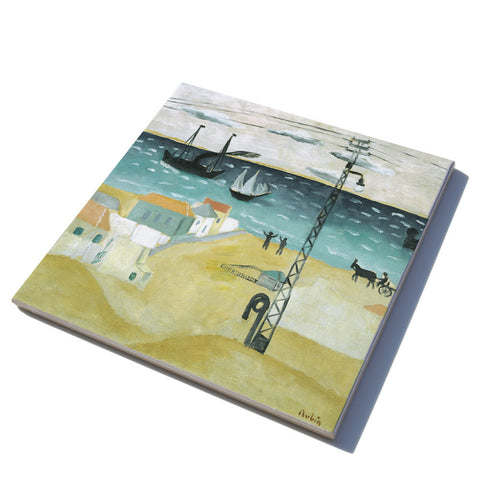 Ceramic Trivet - Tel Aviv Seashore - by Reuven Rubin - Ofek Wertman tel aviv souvenirs Gift shop
