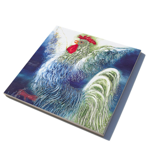Ceramic Trivet - Blue Rooster - by Reuven Rubin - Ofek Wertman tel aviv souvenirs Gift shop