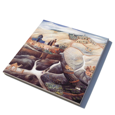 Ceramic Trivet - The Old City of Jerusalem - by Reuven Rubin - Ofek Wertman tel aviv souvenirs Gift shop