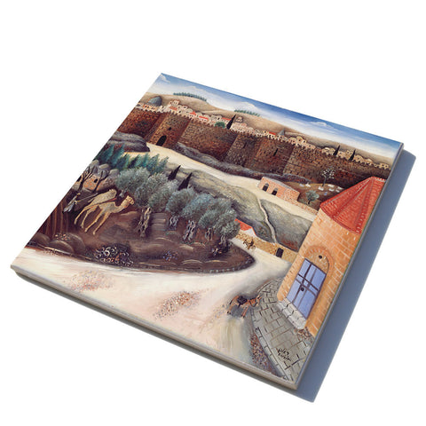 Ceramic Trivet - Herod's Gate - by Reuven Rubin - Ofek Wertman tel aviv souvenirs Gift shop