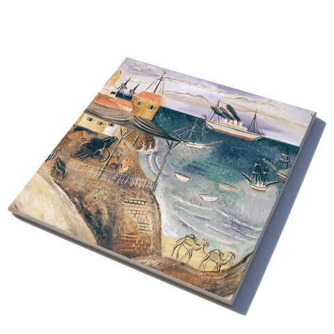 Ceramic Trivet - Old Jaffa Port - by Reuven Rubin - Ofek Wertman tel aviv souvenirs Gift shop