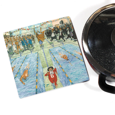 Martin Holt Swimming Wooden Trivet