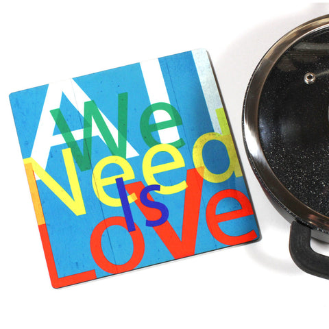 Wooden Trivet - All We Need Is Love - Ofek Wertman tel aviv souvenirs Gift shop