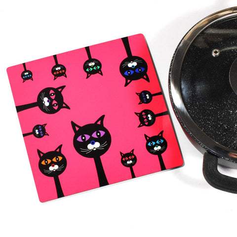 Wooden Trivet - Cats - Ofek Wertman tel aviv souvenirs Gift shop