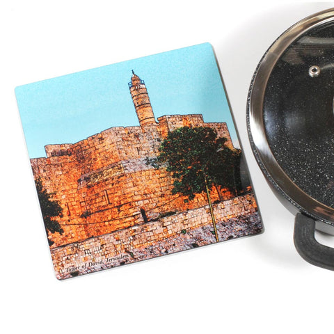 Wooden Trivet - Tower of David - Jerusalem - Ofek Wertman tel aviv souvenirs Gift shop
