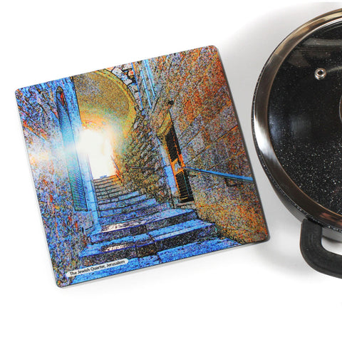Wooden Trivet - Jewish Quarter (Jerusalem) 1 - Ofek Wertman tel aviv souvenirs Gift shop