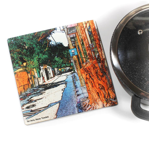 Wooden Trivet - Neve Tzedek Tel Aviv - 1 - Ofek Wertman tel aviv souvenirs Gift shop