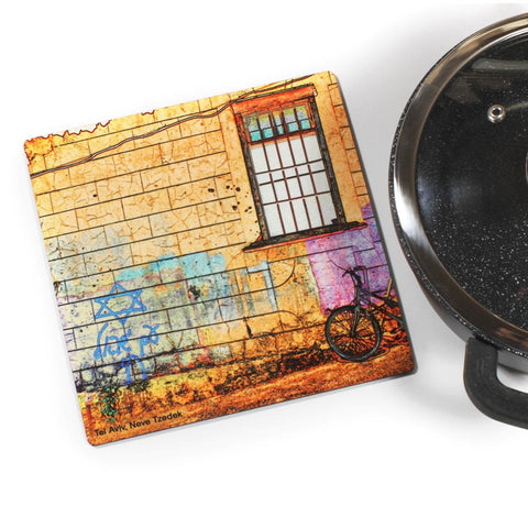 Wooden Trivet - Neve Tzedek Tel Aviv - 3 - Ofek Wertman tel aviv souvenirs Gift shop