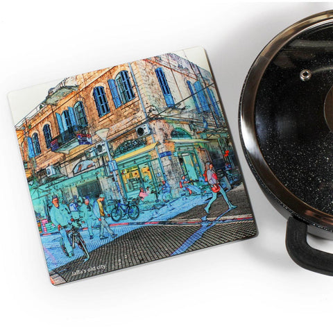 Wooden Trivet - Jaffa Old City 2 - Ofek Wertman tel aviv souvenirs Gift shop
