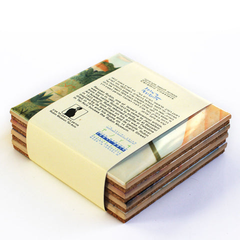Set of 4 Ceramic Trivet - By Reuven Rubin - Ofek Wertman tel aviv souvenirs Gift shop