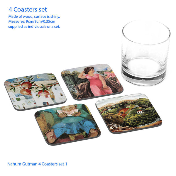 Nachum Gutman Coasters - Set of 4 Coasters - 1 - Ofek Wertman tel aviv souvenirs Gift shop