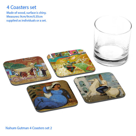 Nachum Gutman Coasters - Set of 4 Coasters - 2 - Ofek Wertman tel aviv souvenirs Gift shop