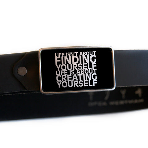 Life Isn't About Finding Yourself - Bicycle Buckle & Belt - Ofek Wertman tel aviv souvenirs Gift shop