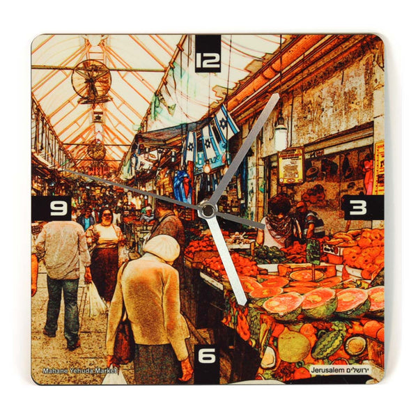 Wooden Wall Clock - Mahane Yehuda Market - Ofek Wertman tel aviv souvenirs Gift shop