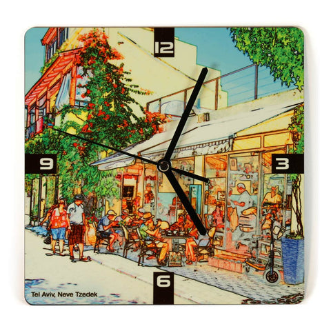 Wooden Wall Clock - Neve Tzedek Tel Aviv 5 - Ofek Wertman tel aviv souvenirs Gift shop