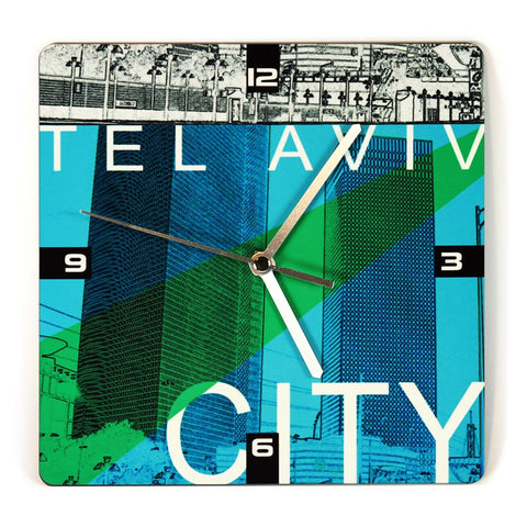 Wooden Wall Clock - Tel Aviv City 1 - Ofek Wertman tel aviv souvenirs Gift shop