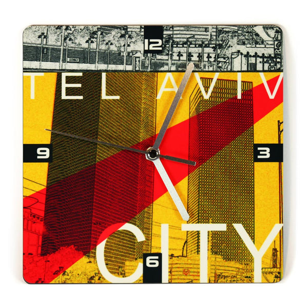 Wooden Wall Clock - Tel Aviv City 2 - Ofek Wertman tel aviv souvenirs Gift shop