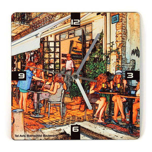 Wooden Wall Clock - Rothschild Boulevard Tel Aviv 2 - Ofek Wertman tel aviv souvenirs Gift shop